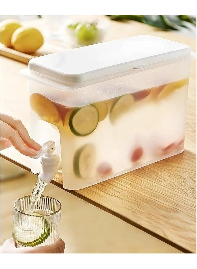 EETU Iced Beverage Dispensers,3.5L Cold Water Pitcher In Refrigerator With Faucet,Plastic Large Capacity Dispenser,Lemonade Fruit Teapot Drink Dispenser For Daily Use - Image 2